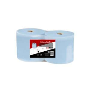 Putztuchrolle blau 2-lagig aus Recyclingmaterial nach FSC, 180 m Länge pro Rolle, 500 Blatt a 33x36 cm, praktischer Doppelpack 1000 Blatt – saugstarkes Reinigungspapier