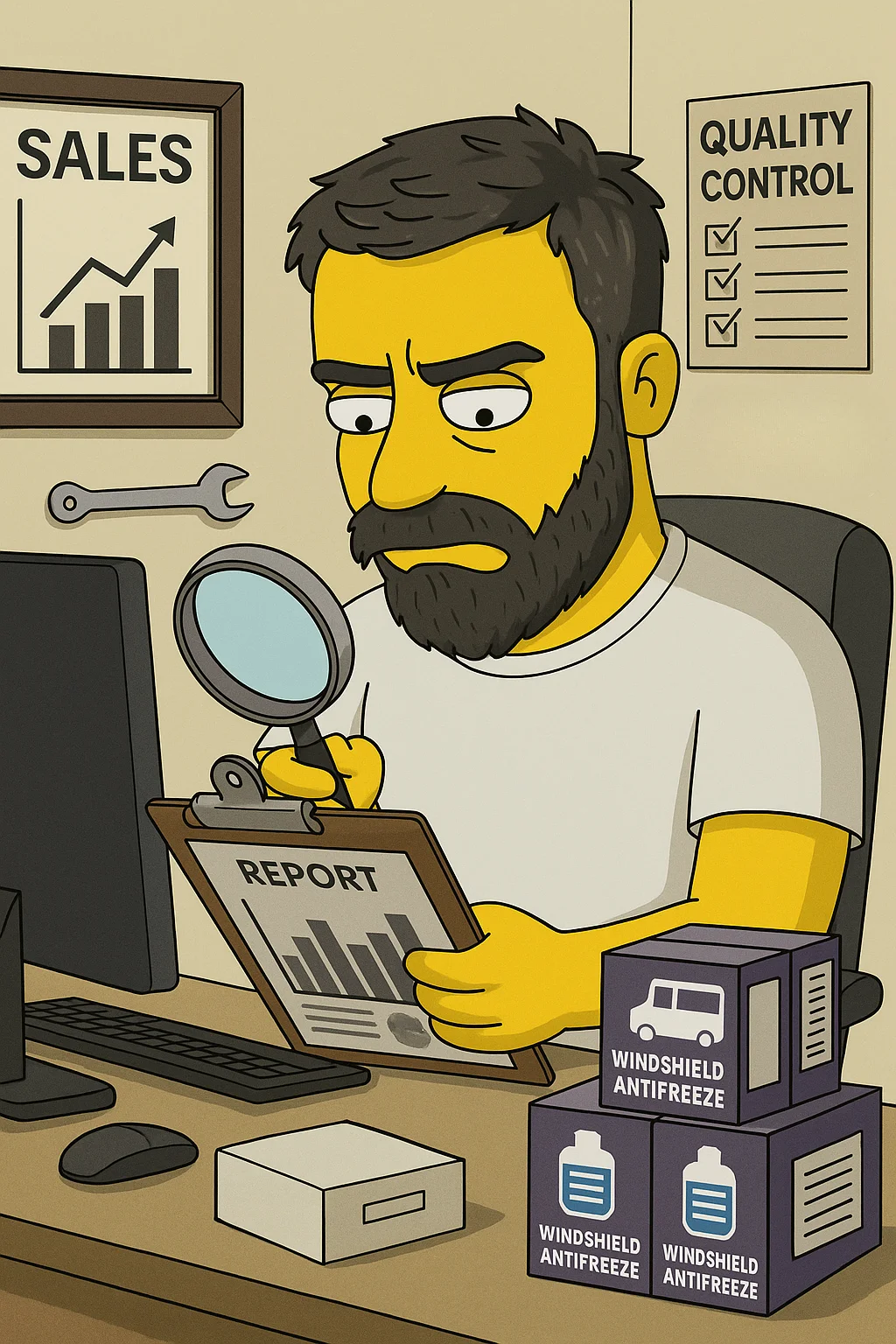 Simpsonized Image of Quality controller.